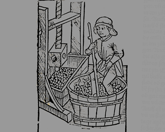 Keltern des Weines. Aus Petrus de Crescensis: Buch von der Landwirtschaft. (1507)